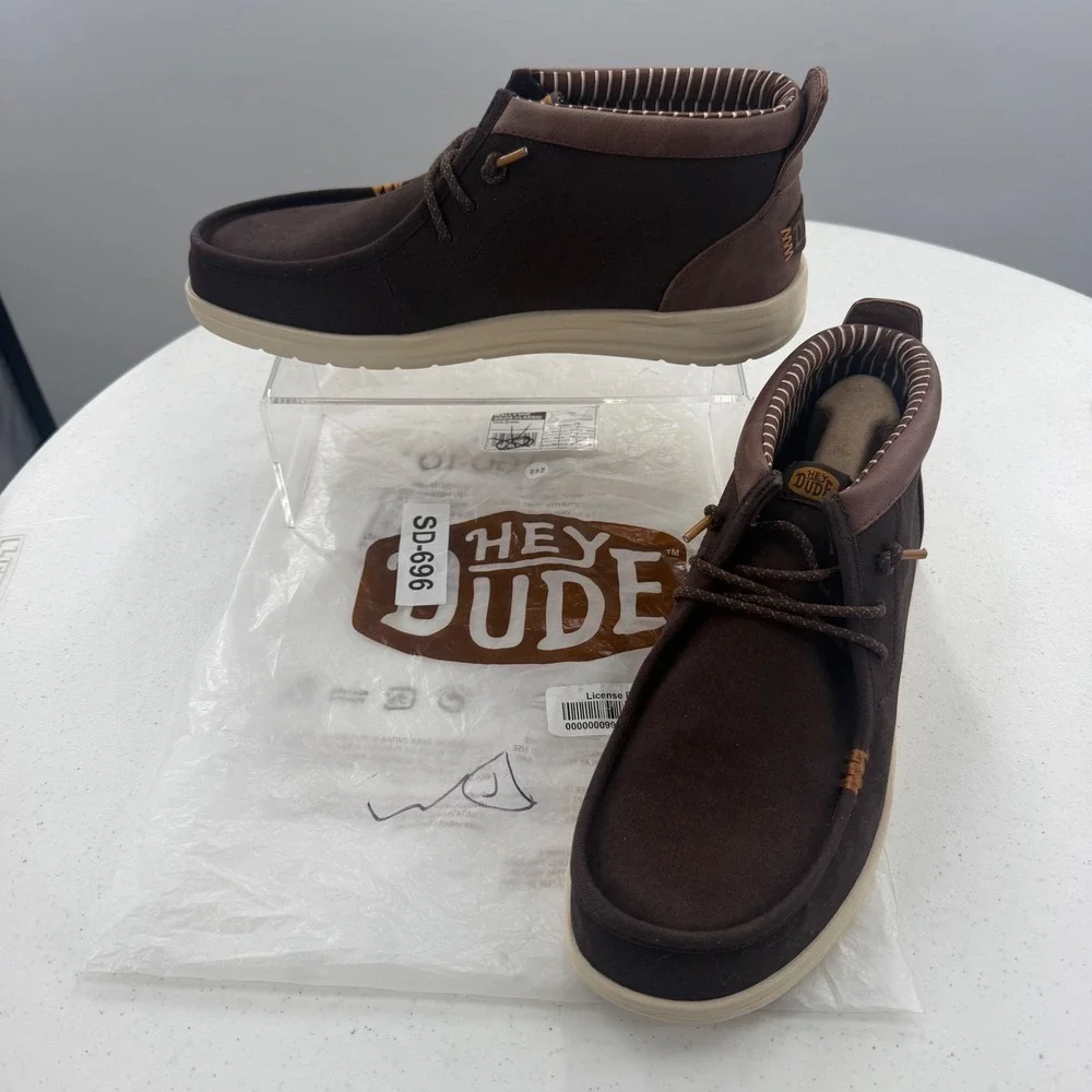 Hey Dude Wally Mid Gripr Classic Mole Brown Mens Shoes 42051-2IV Size 10